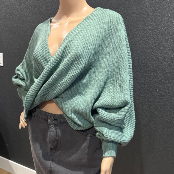 Takara Sage Green Wrap Front Sweater | Size Small - Picture 3 of 7